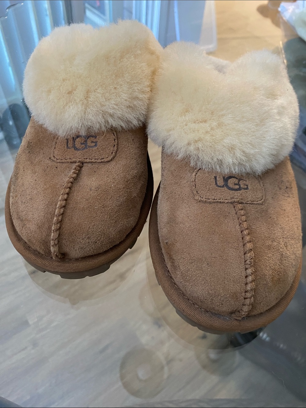 UGG Chestnut Suede Shearling Lined Slip-On Mules